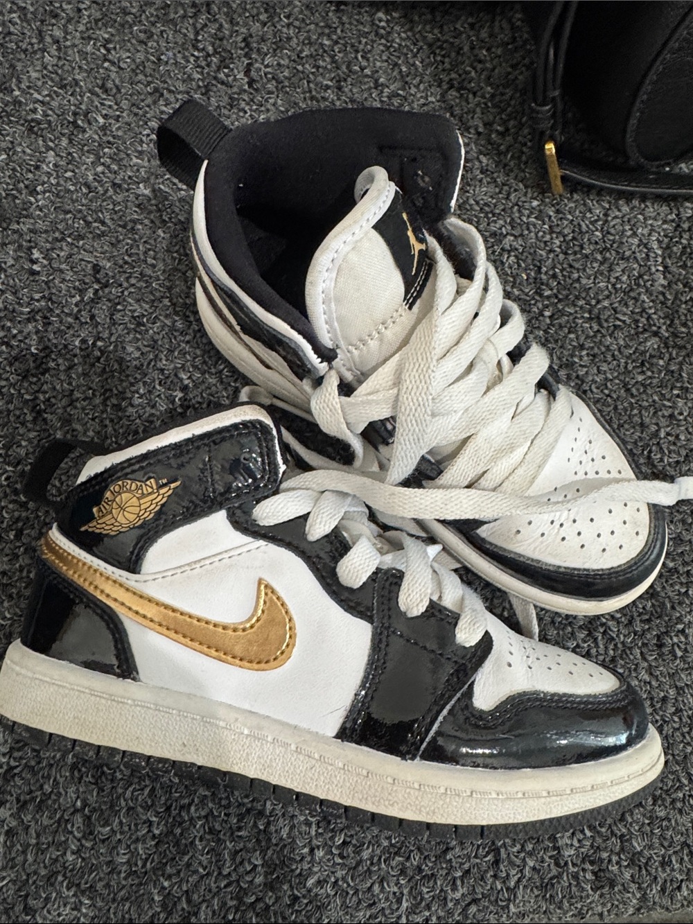 Jordan Kids' High-Top Sneakers — White, Black & Gold
